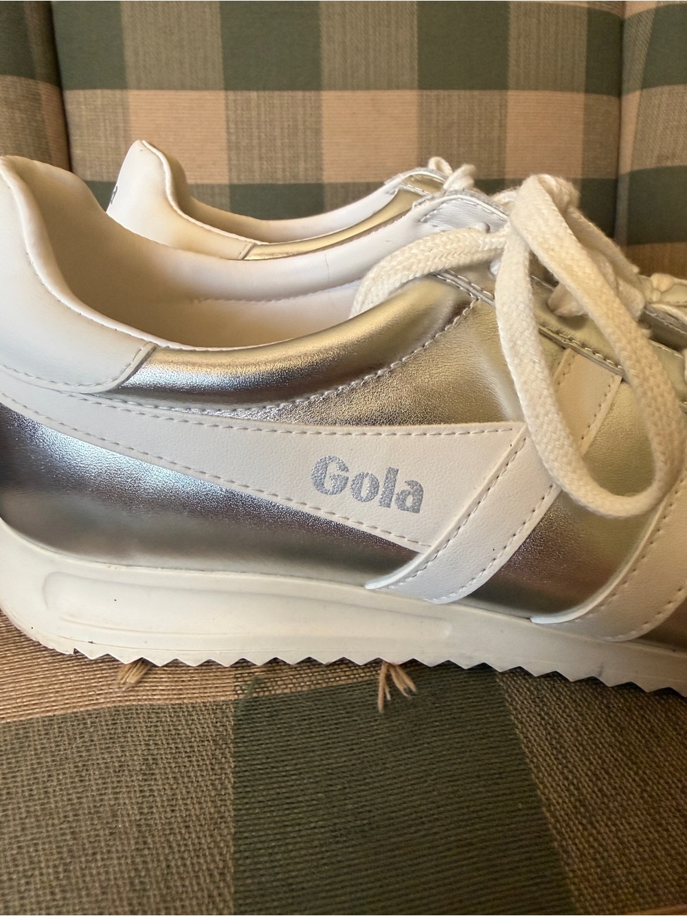 Gola Silver and White Leather Sneakers - Picture 4 of 8